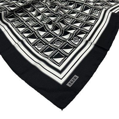 Aker İpek Eşarp - 8968713-912 Siyah Ekru Twill