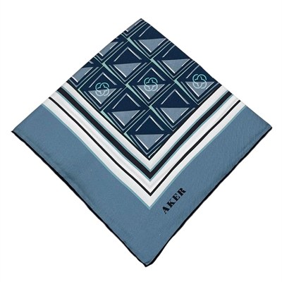 Aker İpek Eşarp - 8968713-913 Metalik Mavi Twill
