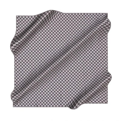Aker İpek Eşarp - 8991713-972- Gümüş Siyah Twill