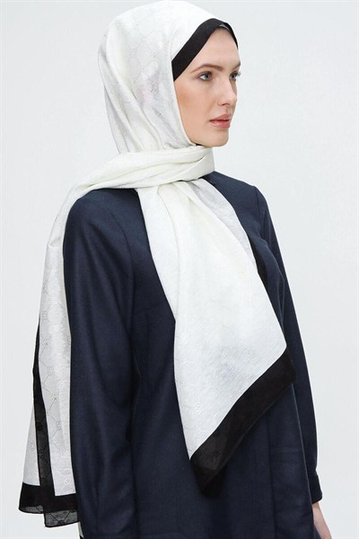 Aker Koza Şal - Krem Siyah 910