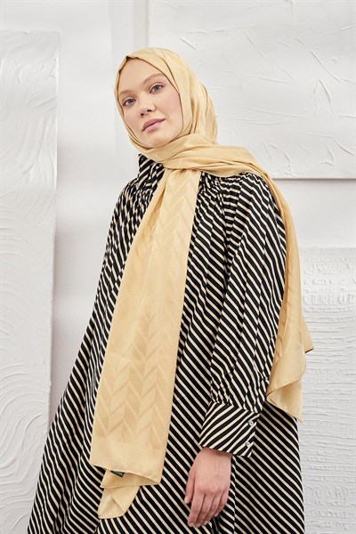 Armanda Jakarlı Şal - Zigzag Desenli - Dore
