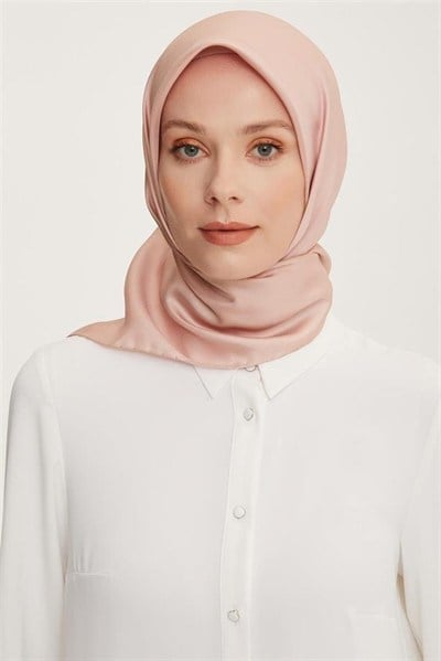 Armine Düz Twill Eşarp - Açık Pudra