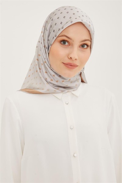 Armine İpek Eşarp 2023 Yaz 8936-19 Açık Taş Twill
