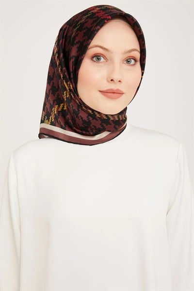 Armine İpek Eşarp 2024 Kış - 9000-31 Bordo Twill