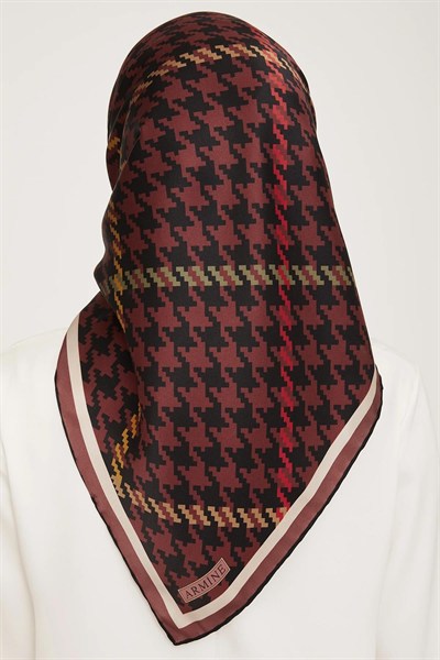 Armine İpek Eşarp 2024 Kış - 9000-31 Bordo Twill
