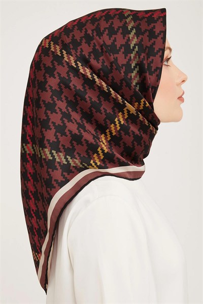 Armine İpek Eşarp 2024 Kış - 9000-31 Bordo Twill