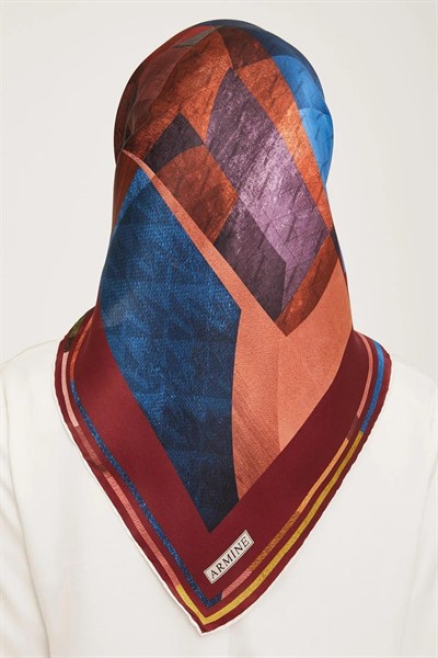 Armine İpek Eşarp 2024 Kış - 9002-50 Bordo Twill