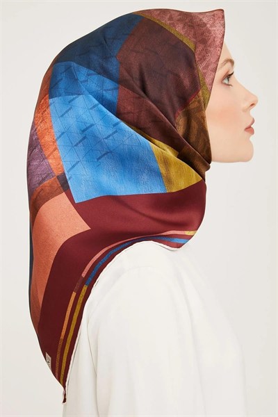 Armine İpek Eşarp 2024 Kış - 9002-50 Bordo Twill