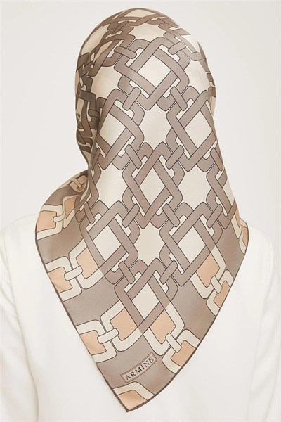 Armine İpek Eşarp 2024 Kış - 9007-40 Krem Bej Twill