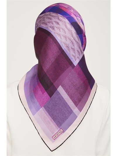 Armine İpek Eşarp 2024 Kış - 9009-35 Lila Twill