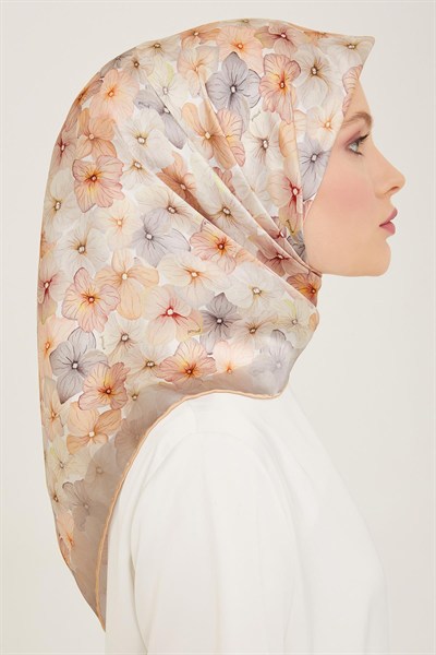 Armine İpek Eşarp 2024 Yaz - 9108-33 Krem Gri Twill