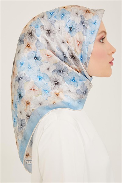 Armine İpek Eşarp 2024 Yaz - 9108-83 Açık Mavi Twill