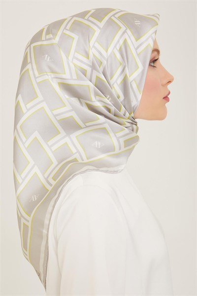 Armine İpek Eşarp 2024 Yaz - 9132-55 Gri Yeşil Twill