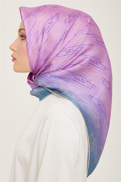 Armine İpek Eşarp 2024 Yaz - 9142-82 Mavi Pembe Twill