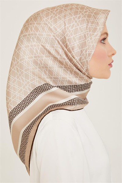 Armine İpek Eşarp 2024 Yaz - 9167-83 Bej Kahve Sura