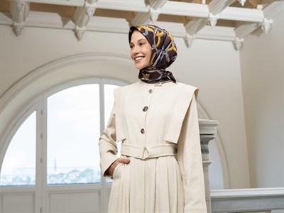 Armine İpek Eşarp 2025 Kış - 9203-38 Kahve Twill