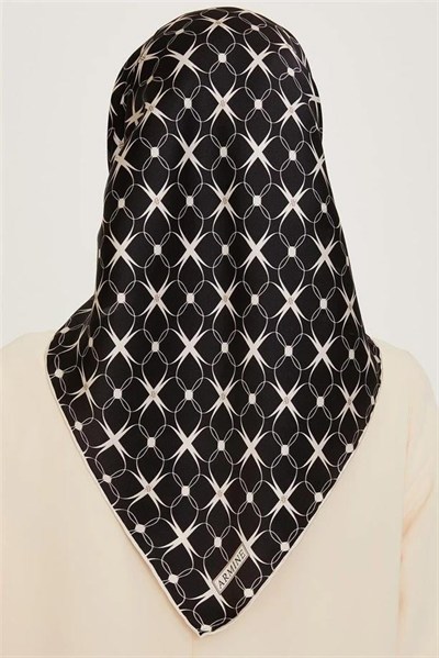 Armine İpek Eşarp 2025 Kış - 9207-04 Siyah Twill