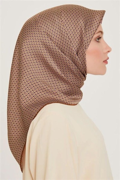 Armine İpek Eşarp 2025 Kış - 9210-81 Kahve Twill