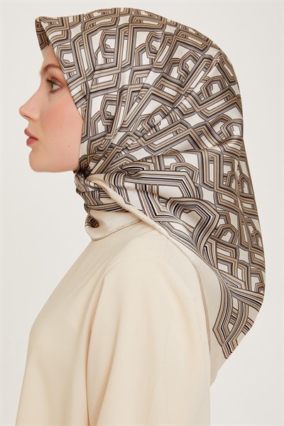 Armine İpek Eşarp 2025 Kış - 9213-38 Krem Twill