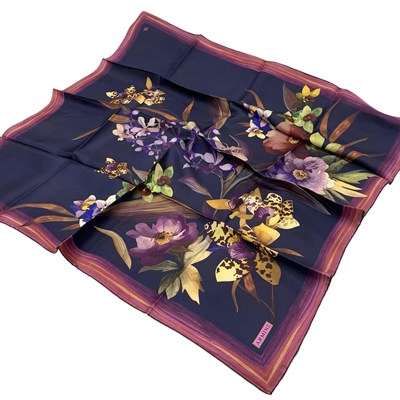 Armine İpek Eşarp 2025 Kış - 9215-02 Lacivert Mor Twill