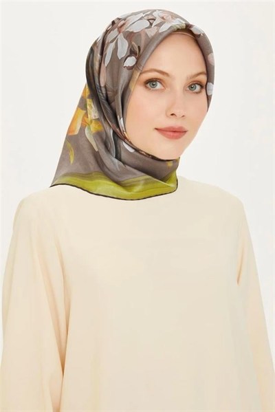 Armine İpek Eşarp 2025 Kış - 9215-34 Yağ Yeşili Twill