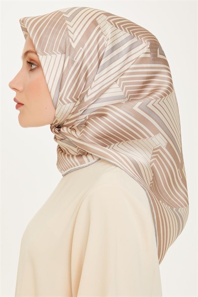 Armine İpek Eşarp 2025 Kış - 9218-83 Taş Krem Sura