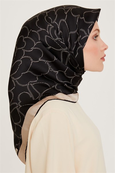 Armine İpek Eşarp 2025 Kış - 9222-81 Siyah Twill