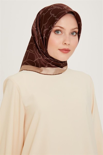 Armine İpek Eşarp 2025 Kış - 9222-85 Kahve Twill