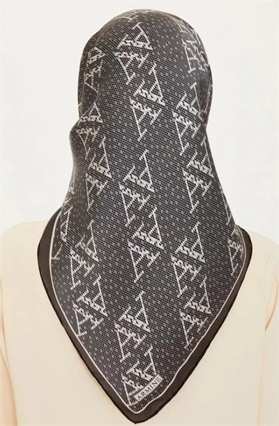 Armine İpek Eşarp 2025 Kış - 9228-54 Siyah Füme Twill