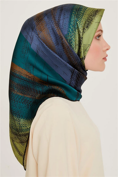 Armine İpek Eşarp 2025 Kış - 9236-82 Yeşil Twill