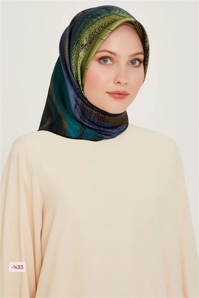Armine İpek Eşarp 2025 Kış - 9236-82 Yeşil Twill