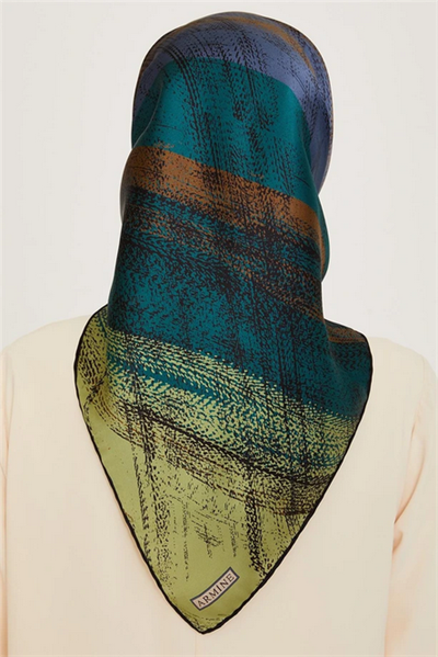 Armine İpek Eşarp 2025 Kış - 9236-82 Yeşil Twill
