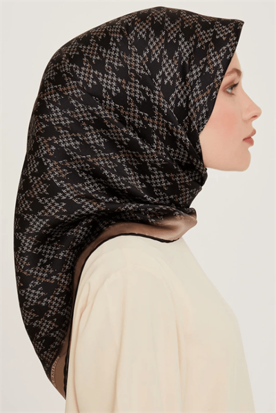 Armine İpek Eşarp 2025 Kış - 9239-81 Siyah Vizon Twill