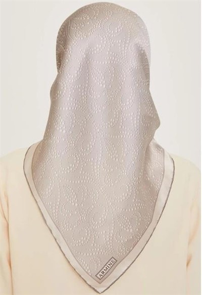 Armine İpek Eşarp 2025 Kış - 9246-02 Açık Gümüş Twill