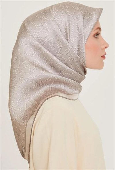 Armine İpek Eşarp 2025 Kış - 9246-02 Açık Gümüş Twill