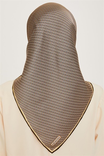Armine İpek Eşarp 2025 Kış - 9250-31 Siyah Sarı Twill