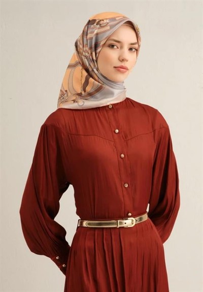 Armine İpek Eşarp 2025 Yaz - 9315-80 Somon Twill