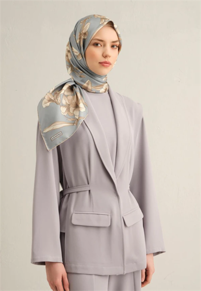 Armine İpek Eşarp 2025 Yaz - 9324-09 Buz Mavisi Twill