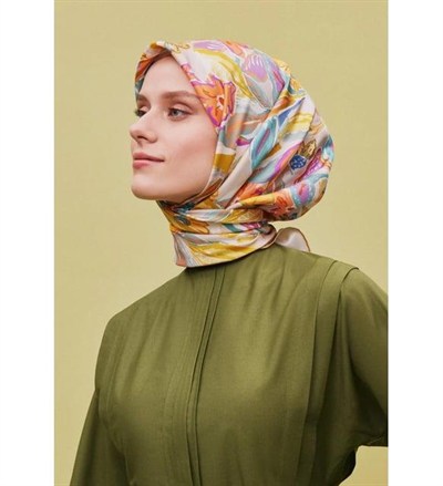 Armine İpek Eşarp 2025 Yaz - 9332-07 Krem Twill