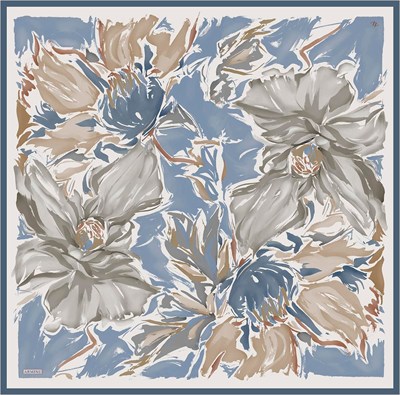 Armine İpek Eşarp 2025 Yaz - 9337-05 Mavi Gri Twill