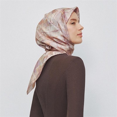 Armine İpek Eşarp 2025 Yaz - 9339-58 Koyu Pudra Twill
