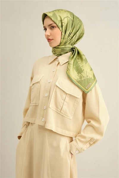 Armine İpek Eşarp 2025 Yaz - 9353-56 Yeşil Twill