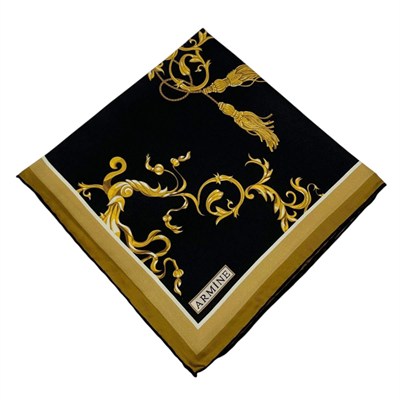 Armine İpek Eşarp 2025 Yaz - 9360-31 Siyah Gold Twill