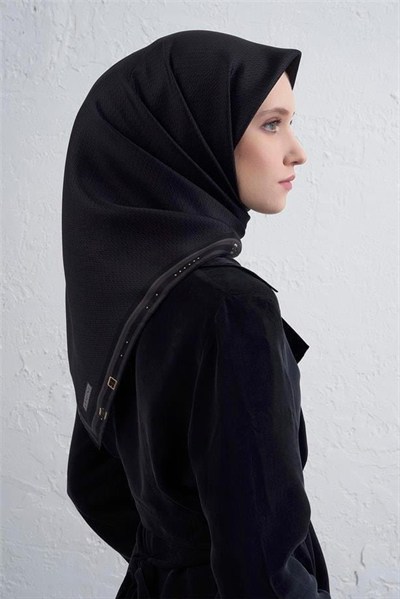 Armine İpek Eşarp 2026 Kış - 9401-52 Siyah Twill
