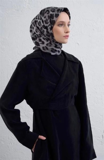 Armine İpek Eşarp 2026 Kış - 9425-51 Siyah Füme Sura