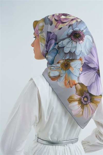 Armine İpek Eşarp 2026 Yaz - 9503-04 Gümüş Sura