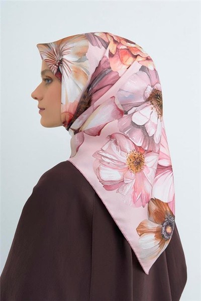 Armine İpek Eşarp 2026 Yaz - 9503-06 Pudra Pembe Sura