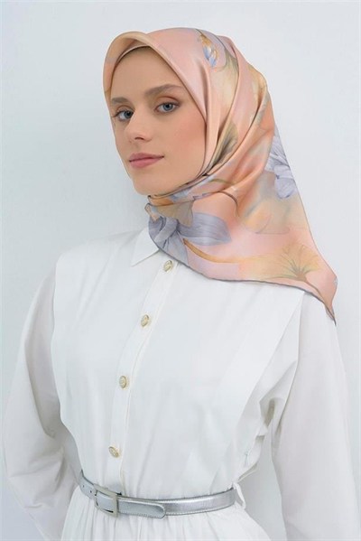 Armine İpek Eşarp 2026 Yaz - 9505-83 Somon Gri Sura