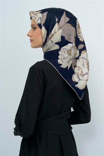 Armine İpek Eşarp 2026 Yaz - 9509-10 Lacivert Twill