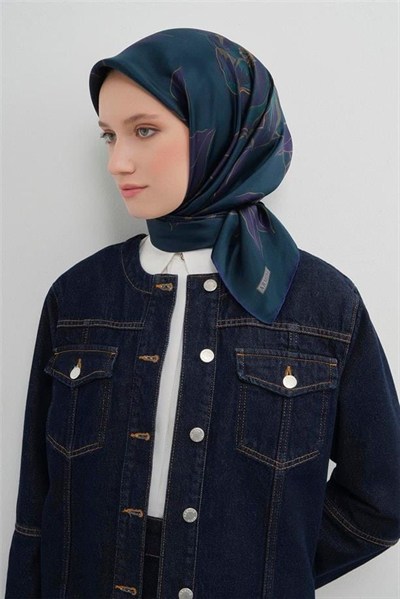 Armine İpek Eşarp 2026 Yaz - 9509-50 Petrol Yeşili Twill